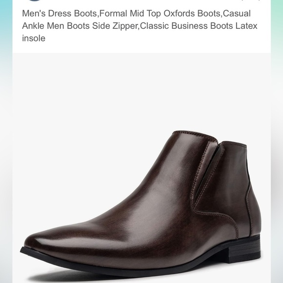 “Amapo” NWOT Men’s Brown Vegan Leather Side Zipper Ankle Boot Size 8.5/41 - Picture 13 of 14